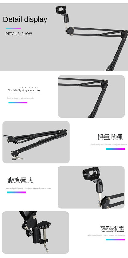 Adjustable Microphone Suspension Boom Arm Stand – Compatible with K669, K670, K658, K678, K690, Compact Mic Stand for Broadcasting
