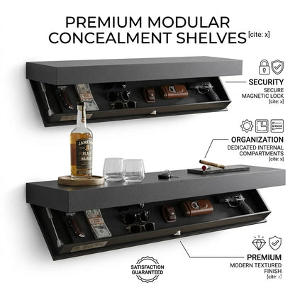 # Floating Wall Shelf with Hidden Storage - Lockable Secret Compartment for Valuables & Home Organization