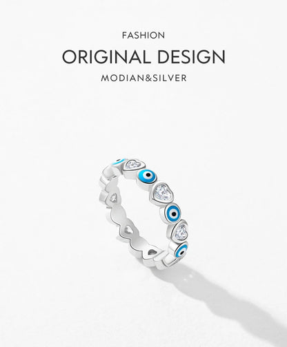 MODIAN 925 Sterling Silver Blue Ghost Eyes Ring — Sparkling Cubic Zirconia for Women