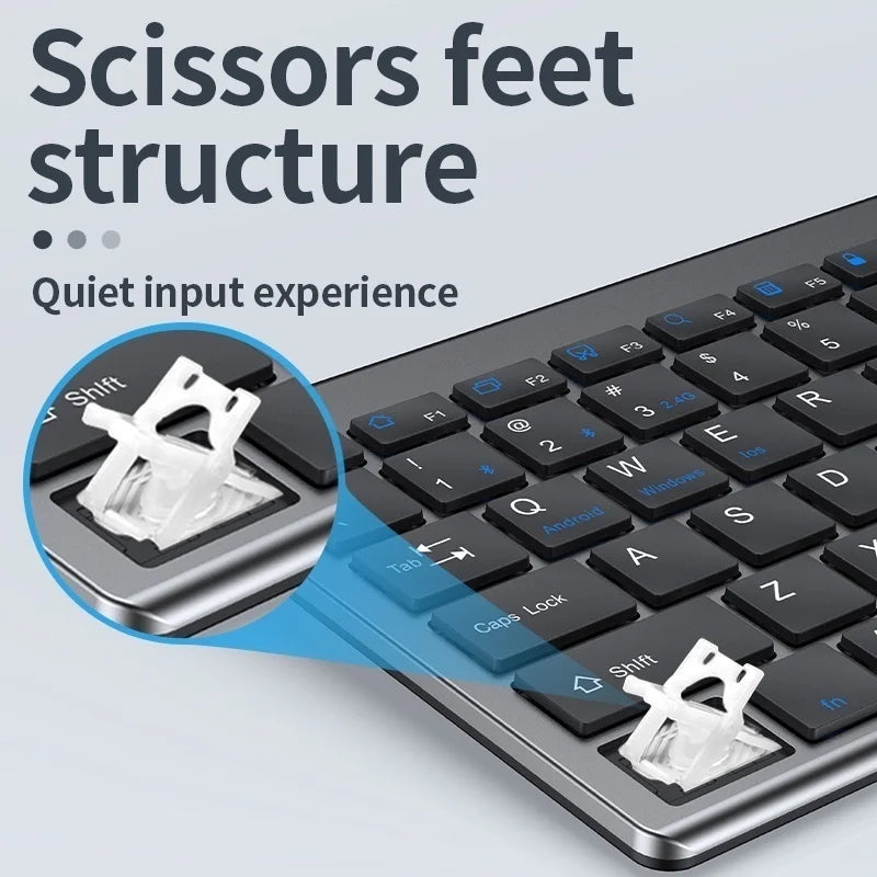 Jomaa Slim Bluetooth Rechargeable Keyboard and Mouse Set – 2.4G USB Wireless Combo for Laptop & Computer