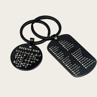 Stainless Steel Morse Code Keychain - Double-Sided Alphanumeric Educational Car Pendant for Radio Amateurs