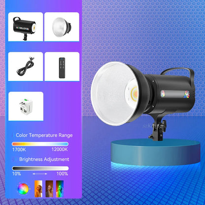 RGB LED Video Light 1700K–12000K - Bowens Mount Adjustable Lighting for Photography, Studio & Outdoor Video