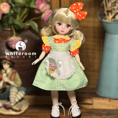 30cm 1/6 BJD Ball Jointed Doll – Starry Gray Eyes with Lolita Fashion Dress, DIY Toy Gift for Girls