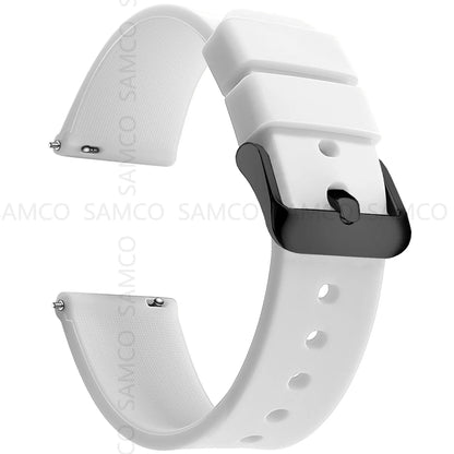 Silicone Quick Release Watch Bands 14–24mm for Samsung Galaxy, Garmin & Huawei - Soft Rubber Replacement Watch Straps