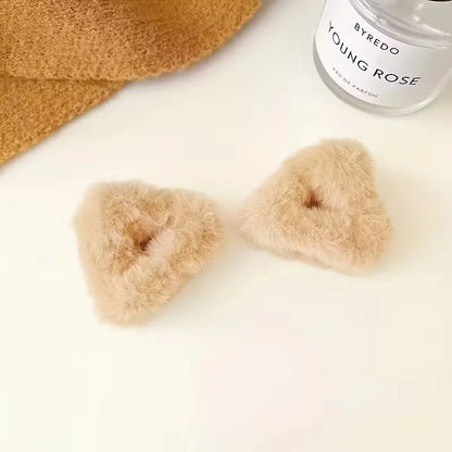 Plush Cat Ear Hair Clips - Soft Cute Princess Hair Accessories for Women and Girls, Autumn Winter Hair Claws