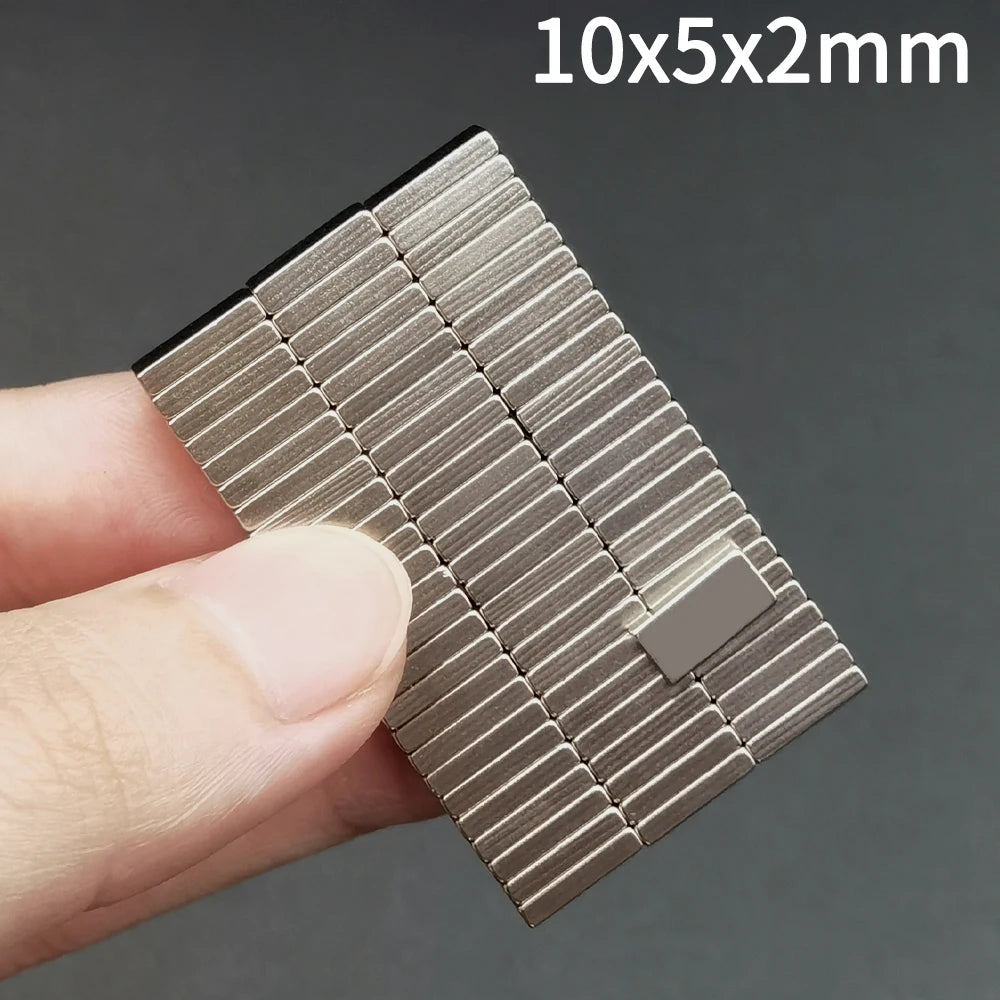 Super Powerful Neodymium Rectangular Magnet - 10x5x2 mm Small Block, 10mm x 5mm x 2mm NdFeB, Permanent Strong Magnetic (5-5000Pcs)