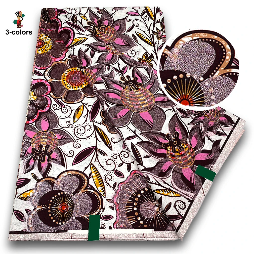 100% Cotton African Wax Print Fabric - Soft Golden Ankara Pagne for Nigerian Fashion & Traditional Wear