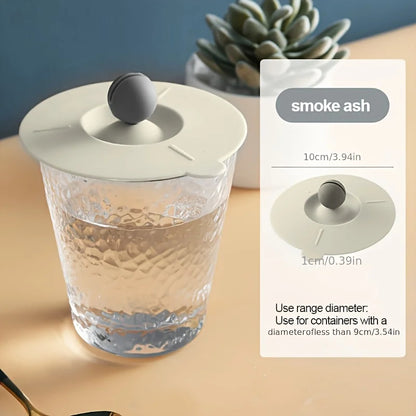 Round Heat-Resistant Silicone Cup Lid — Non-Toxic Universal Water & Coffee Mug Cover with Anti-Dust Seal and Spoon Holder