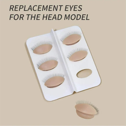 False Eyelash Extension Practice Head - Silicone Training Mannequin with Removable Eyelids for Lash & Tattoo Practice