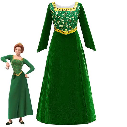 Fiona Fantasy Cosplay Dress - Girls’ Green Cartoon Monster Costume for Halloween, Christmas & Parties