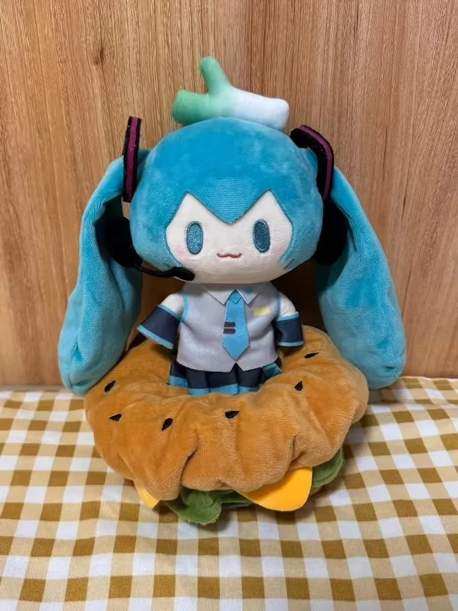 Cute Hatsune Miku Plush Doll with Hamburger Outfit – Changeable Clothes Anime Figure Stuffed Toy Collectible Gift