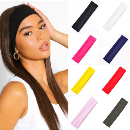 Summer Sports Yoga Hair Band - Solid Sweat Absorbent Headband for Men and Women, Adjustable Headwrap for Running and Makeup