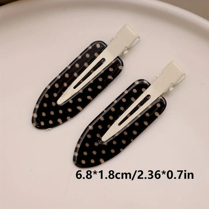 4-Piece Black & White Acrylic Hair Clips - Traceless Duckbill Clips for Styling Bangs and Hair