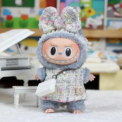 17cm Labubu Doll Clothes – Kpop EXO-Inspired Skirt & Sweater Outfit, V1 V2 Idol Clothing Gift
