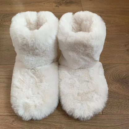 Women’s Winter Slipper Boots – Warm Plush Fur Indoor Flat Fuzzy House Shoes & Slides