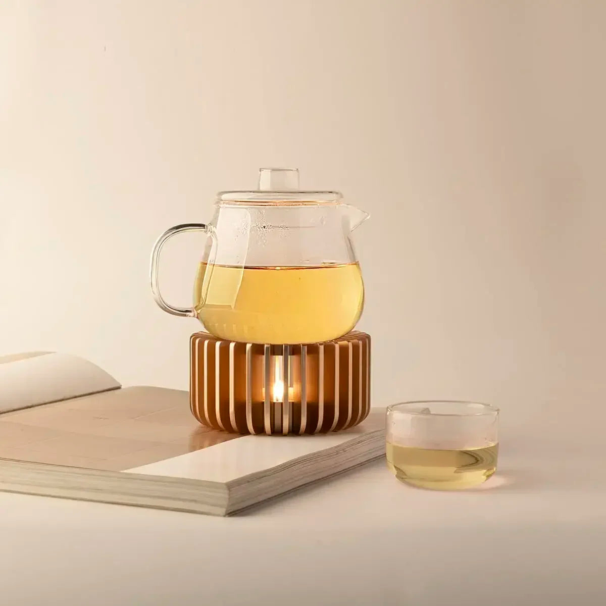 Gold Hollow Aluminum Alloy Teapot Warmer – Candle Base Heater for Coffee, Tea, and Milk Pots