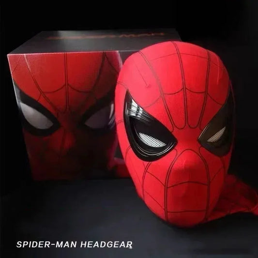 Electronic Spider Man Mask with Moving Eyes - 1:1 Remote Control Cosplay Headgear, Elastic Toy Mask for Adults and Kids