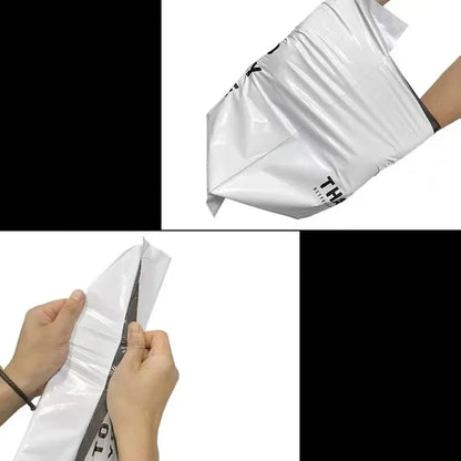INPLUSTOP 50PCS White Thick Express Bags – Waterproof Clothing Packaging with "THANKS" Print, Courier Envelope Pouches