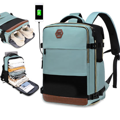 Travel Backpack with 15.6-Inch Laptop Compartment - Waterproof Design and Shoe Storage, Unisex Backpack