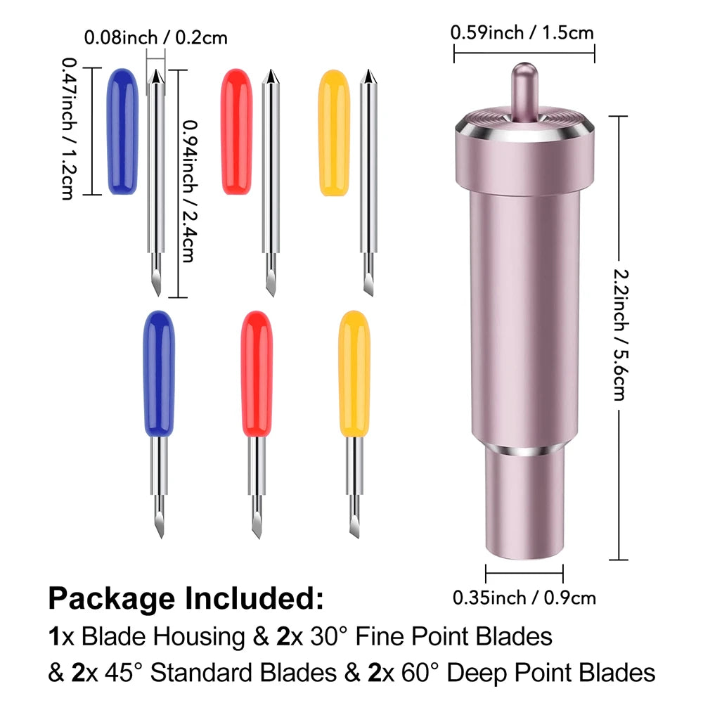 Metal Cut Blade Set with Housing — Compatible with Cricut Maker, Maker 3, Explore Air 2 & Explore 3, Replaceable Deep-Point Blade