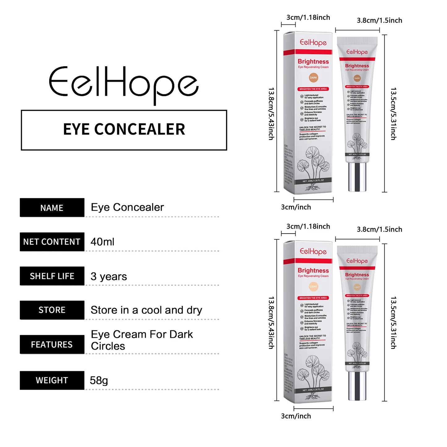 Invisible Dark Circles Concealer – Acne & Lacrimal Groove Cover, Brightening Facial Makeup Base Cosmetics