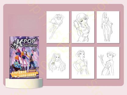 2025 KPop Demon Hunter Coloring Book – Line Drawing Picture Book, Painting Activity for Kids, Birthday Gift