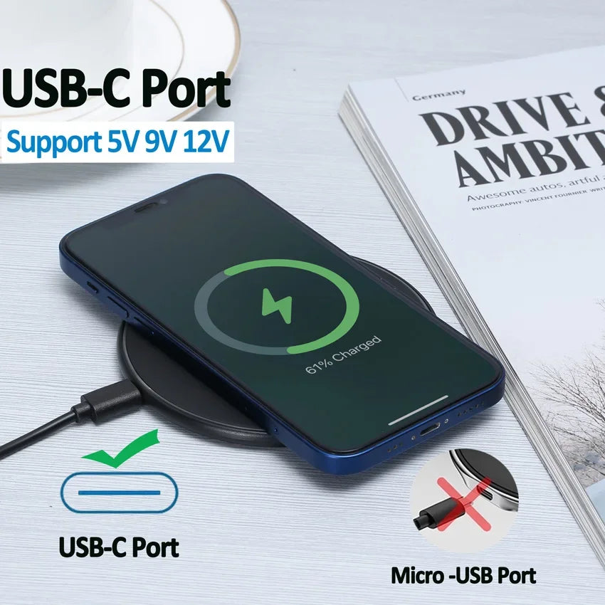100W Fast Wireless Charger Pad - Charging Station for iPhone 15/14/13/12/X/8, Samsung Galaxy & Xiaomi