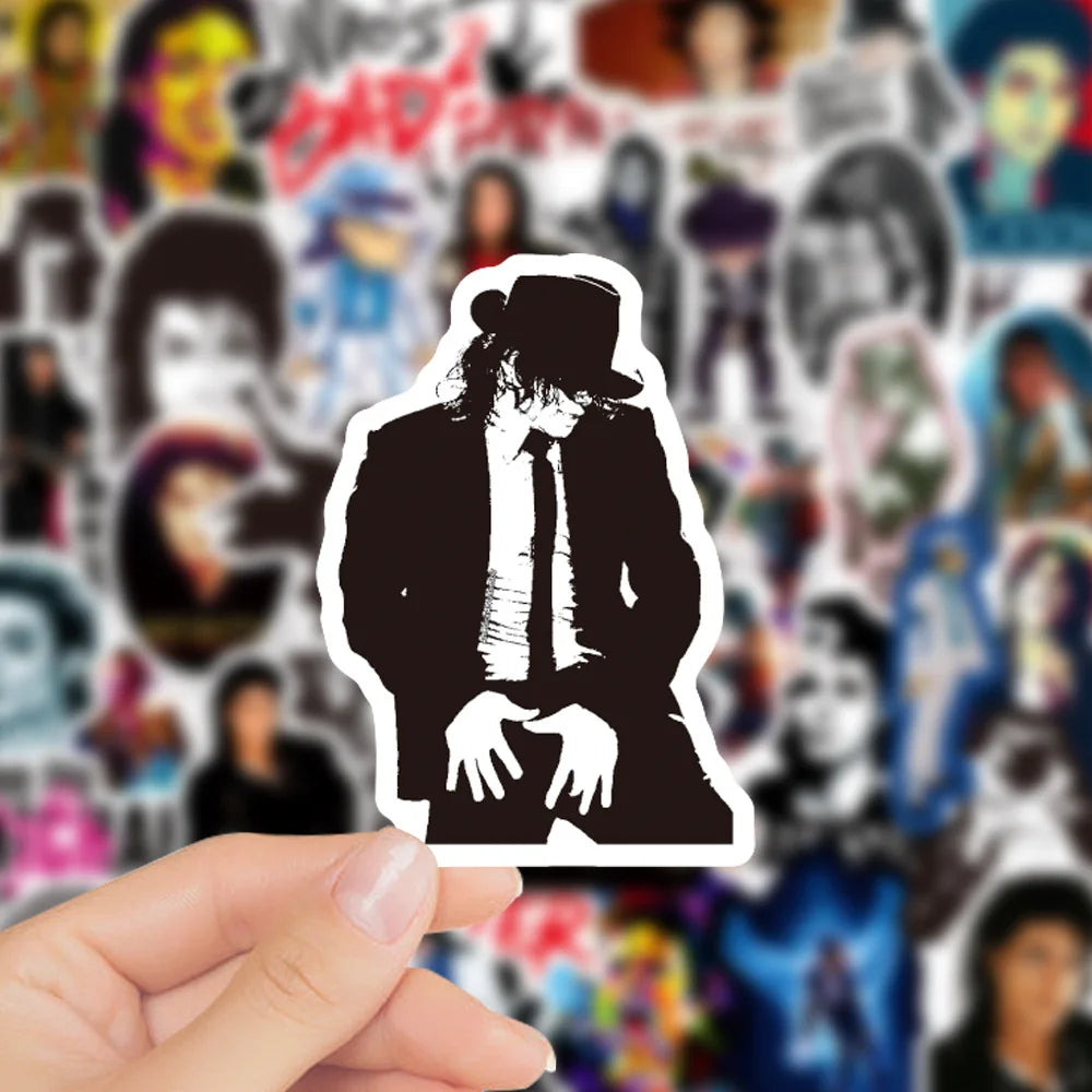 50-Piece Michael Jackson Graffiti Sticker Pack - Decorative Decals for Laptops, Water Bottles, Phones, Bikes & Skateboards