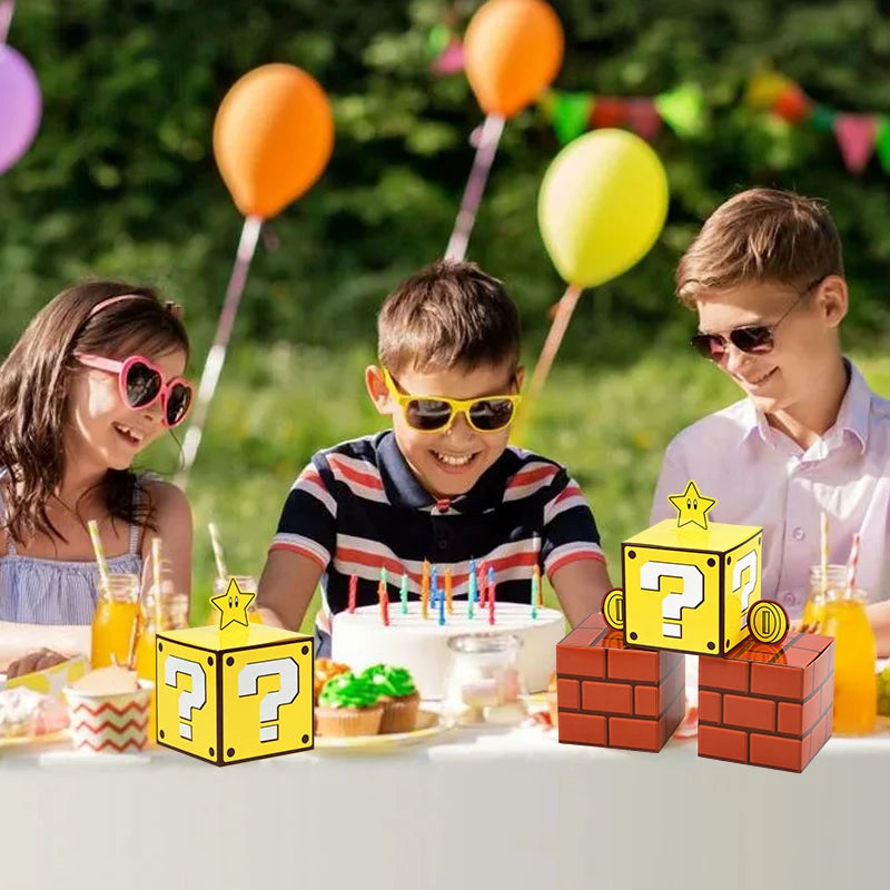 6PCS Question Block Gift Boxes – Kids Video Game Party Favors, Candy Treat Boxes & Decorations 10cm