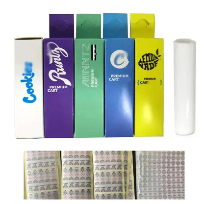 50pcs Cookies 510 Cartridges – White Plastic Tubes with Packing Box & Labels