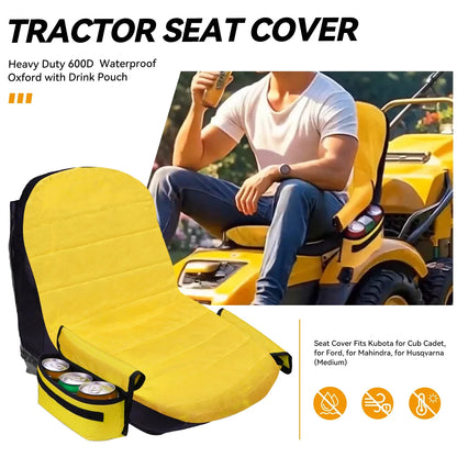 Universal Waterproof Lawn Tractor Seat Cover with Storage Pockets – Heavy Duty Fit for John Deere, Kubota & Cub Cadet Tractors
