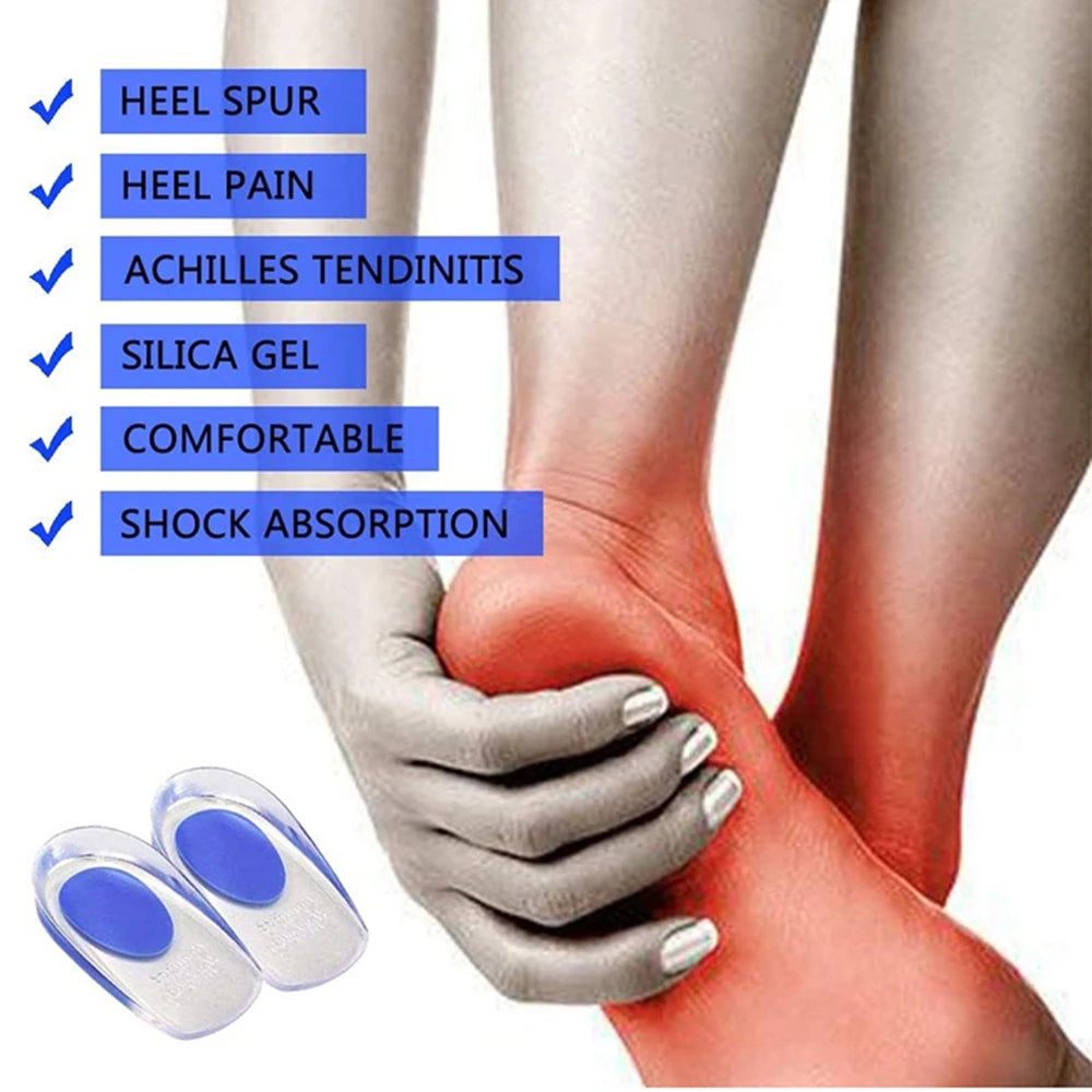 Medical Silicone Heel Protector Insoles – Inserts for Heel Spur Relief, Plantar Fasciitis Pain & Pressure Reduction