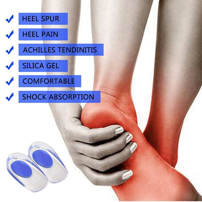 Medical Silicone Heel Protector Insoles – Inserts for Heel Spur Relief, Plantar Fasciitis Pain & Pressure Reduction