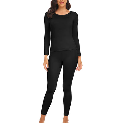 Women's Thermal Underwear Set - Fleece-Lined Long Johns Base Layer Top and Bottom, 2 Piece Set