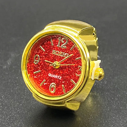 Kiss Jewelry Digital Quartz Finger Watch Ring – Mini Elastic Punk Style Clock Ring for Women, Men & Couple Teens Accessory