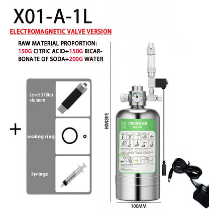 Aquarium DIY CO2 Generator Kit – Stainless Steel CO2 Cylinder & Carbon Dioxide Reactor System for Plants & Fish Tanks
