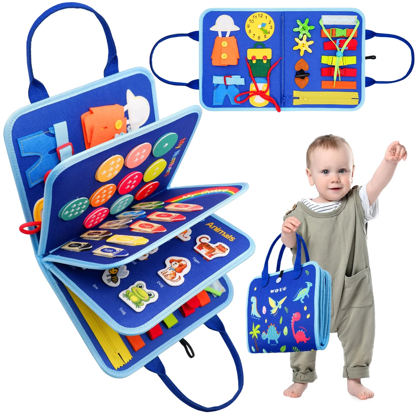 Montessori Toddler Busy Board – Educational Activity for Basic Dress Motor Skills, Baby Learning Toy for Travel