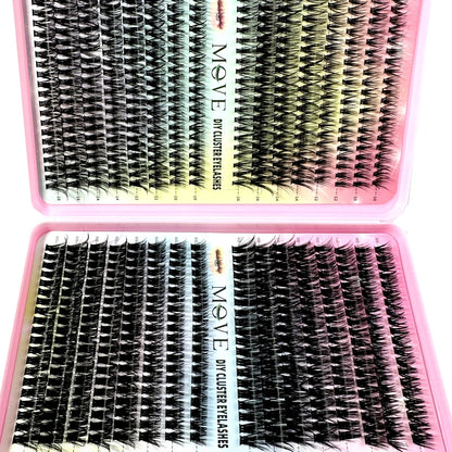 640 Cluster Lashes Kit 5D Fluffy Volume Eyelash Extension Set – Faux Mink Mixed Tray Thick Lash Makeup Kit for Salon & DIY Use