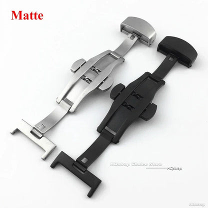 Stainless Steel Butterfly Buckle – Polished & Matte Watch Band Clasp for 16mm, 18mm, 20mm, 22mm Straps