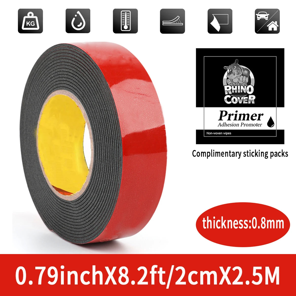 Extra Strong Double-Sided Acrylic Foam Tape – Waterproof, High-Temp Mounting Pad for Car & Home Use