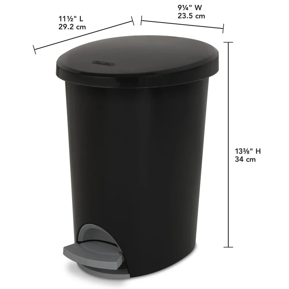2.6 Gallon Hands-Free Step-On Trash Can — Narrow Plastic Wastebasket for Bathroom, Kitchen & Bedroom