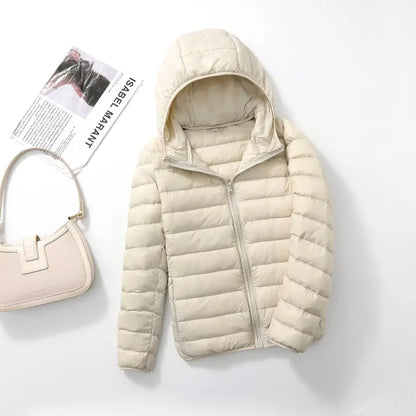 Women’s Lightweight Puffer Jacket - Hooded Packable Down Coat Plus Size 5XL-7XL Spring Autumn Outerwear