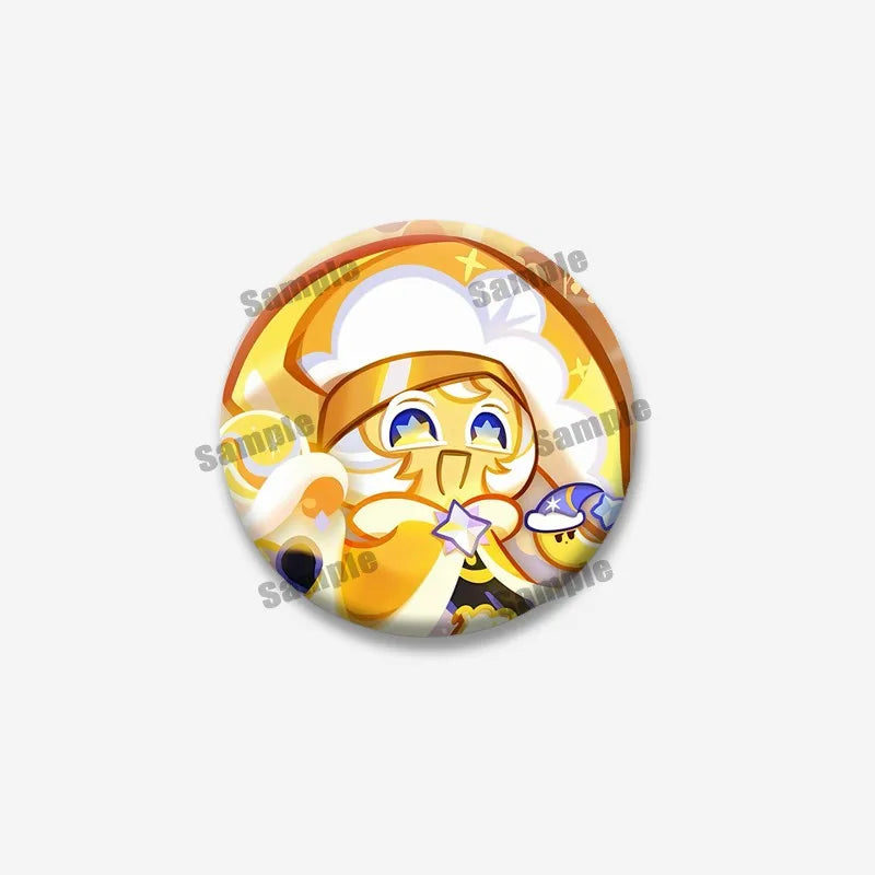 Cookie Run Kingdom Meringue & Jellyfish Enamel Badge – Round Brooch for Backpack, Jewelry Pin & Party Gift