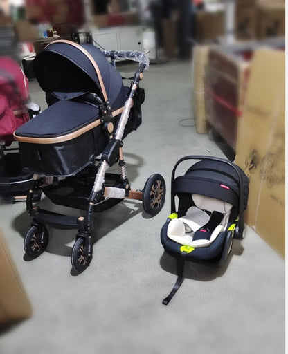 3-in-1 Baby Stroller Travel System – Foldable Newborn Pram with Isofix Base & Reversible Carriage