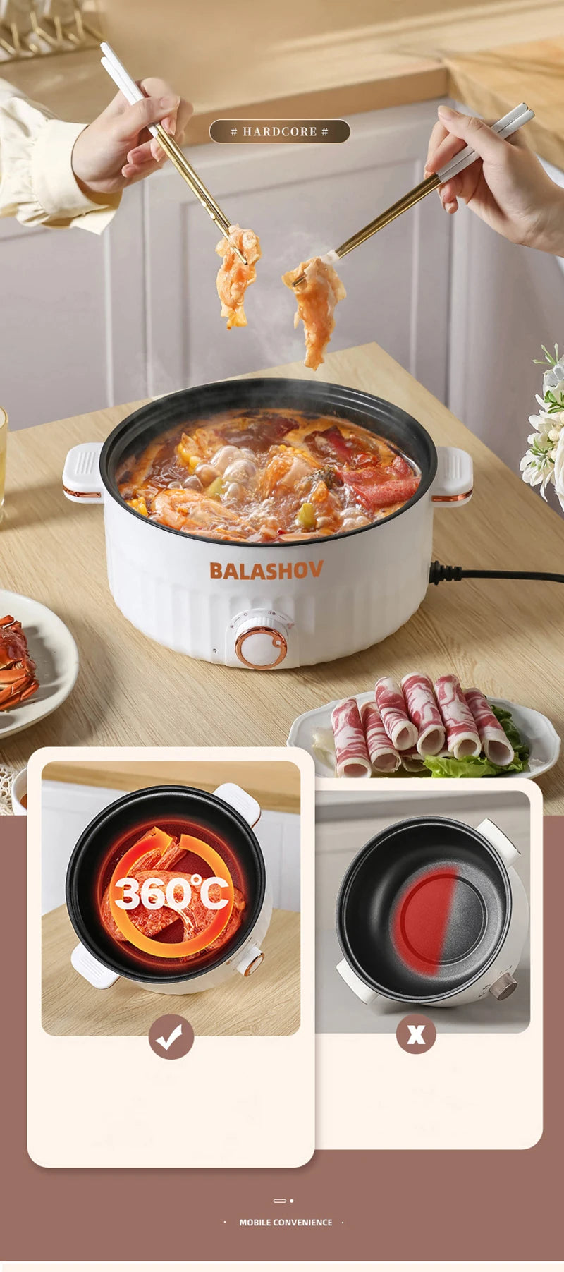 Electric Multi-Cooker Hot Pot – Double Layer Soup & Frying Cooker for Dormitory/Home with EU/US Plug