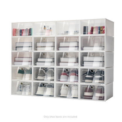 Foldable Shoe Storage Boxes Set - 20/24PCS Stackable Clear Plastic Shoe Organizer Cases for Home Closet Storage