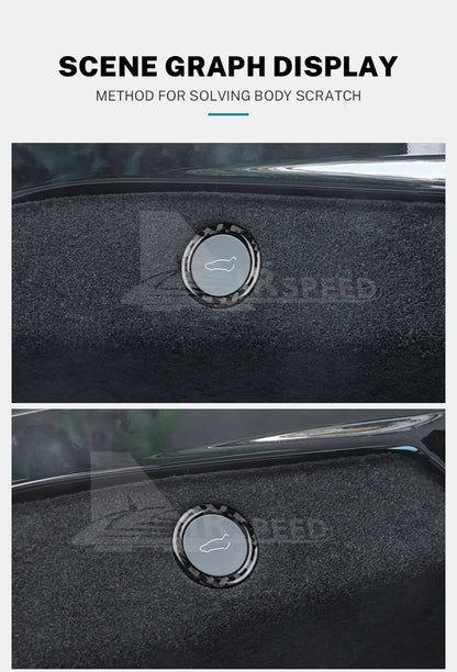 Soft Carbon Fiber Sticker — Interior Trim for Tesla Model 3 Highland 2024 & Model Y 2025, Car Trunk Switch Button Accessory