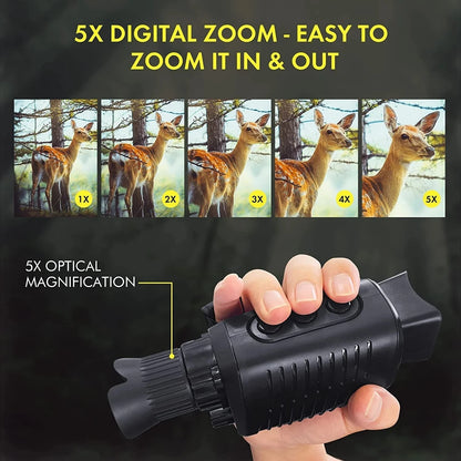 1080P HD Monocular Night Vision – 5X Infrared Zoom Hunting Telescope, 300m Full Darkness Range