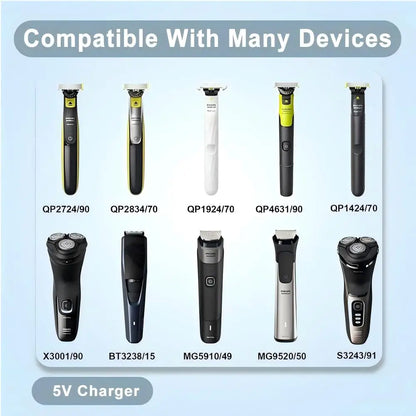 YUKU 5V Type-C Shaver Adapter – Charging Converter for Philips Norelco OneBlade QP2724 QP2834 QP4530 QP1924 QP1324 Series