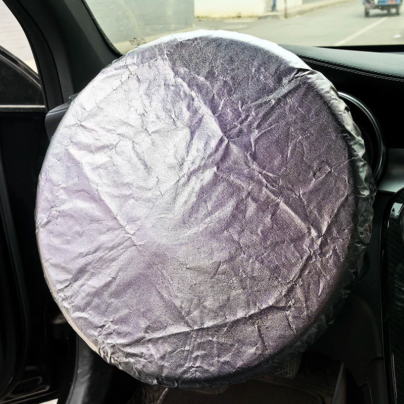 Car Steering Wheel Sun Shade Cover – Foldable Anti-UV Silver Coated Sunscreen Insulation Accessory